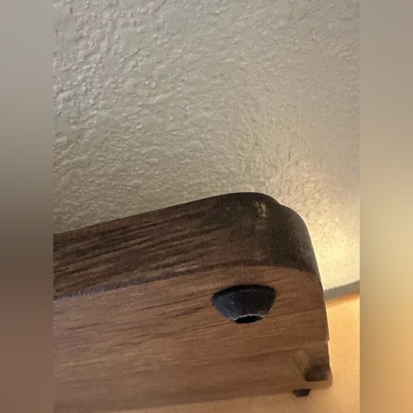 Vintage Georges Briard Walnut Cheese Tray MCM Blue Yellow Flowers - Picture 10 of 11